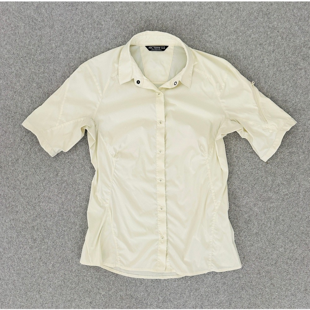 Arcteryx Shirt Womens Medium Yellow Nylon Fernie Lightweight Breathable Snap